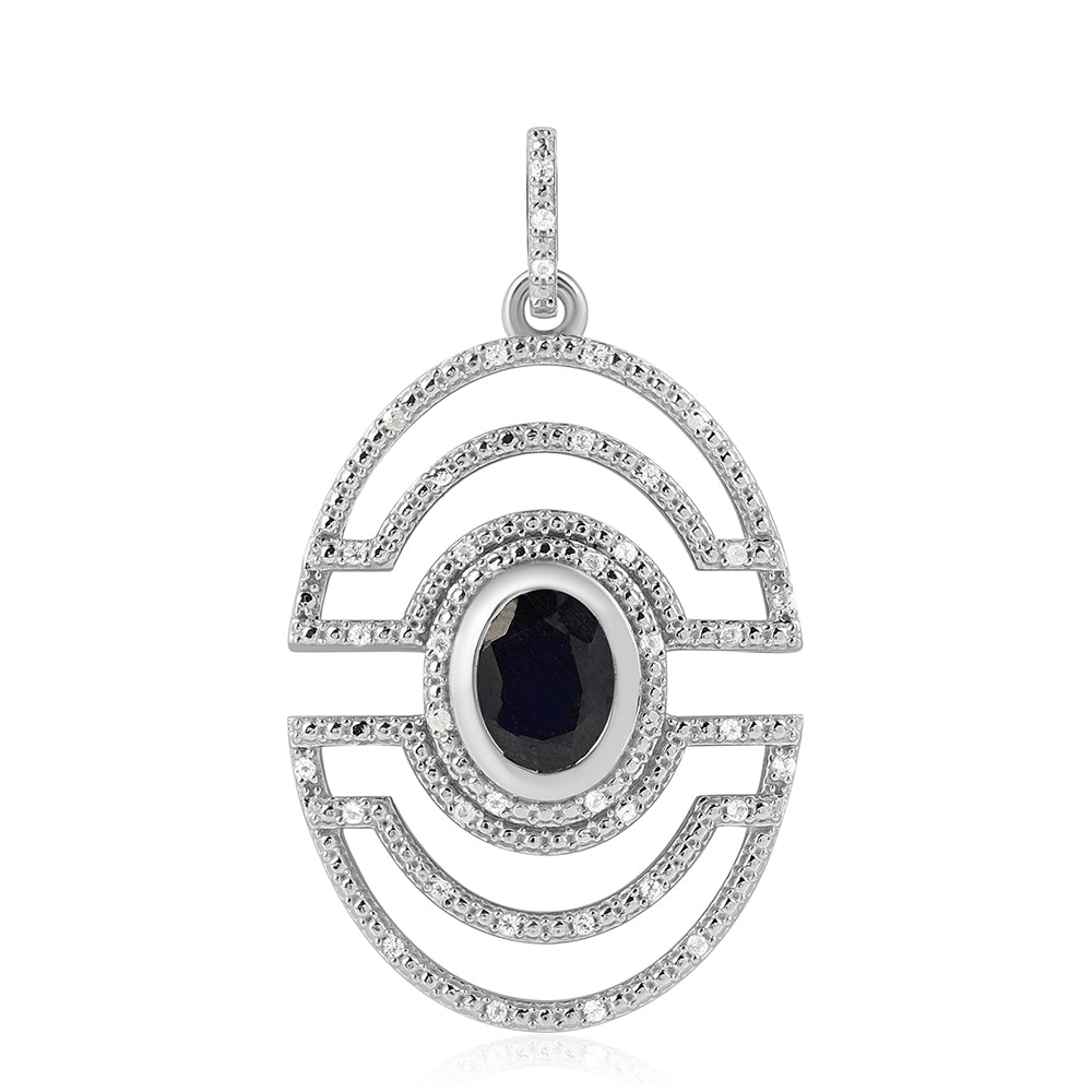 Pandantiv din Argint 925 ( 5.36 grame ) cu Safir Albastru Australian și Topaz Alb 3.32 Carate