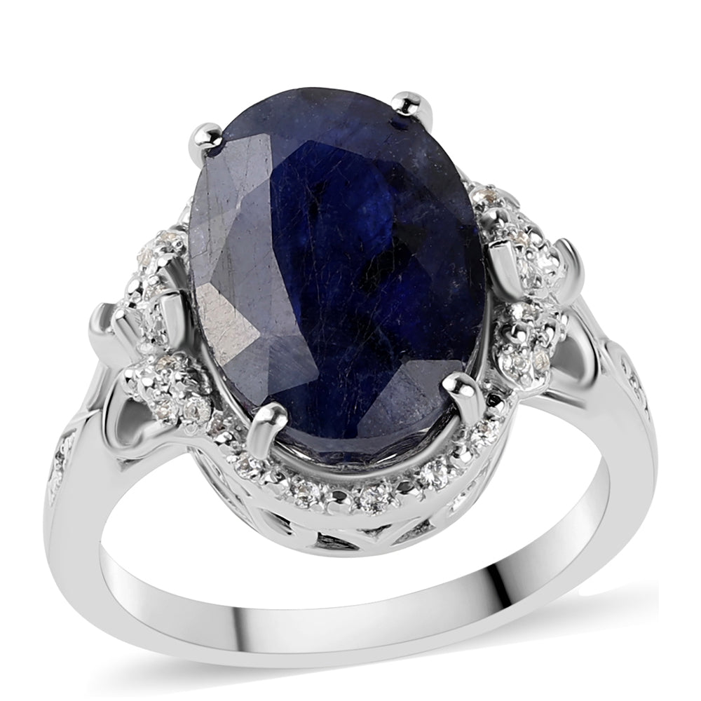Inel din Argint 925 ( 4.54 grame ) cu Safir Albastru Australian și Topaz Alb 8.73 Carate 1 