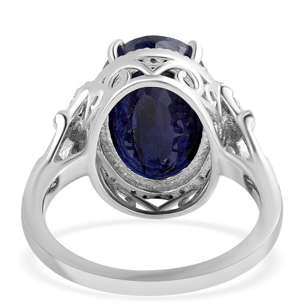 Inel din Argint 925 ( 4.54 grame ) cu Safir Albastru Australian și Topaz Alb 8.73 Carate 3 