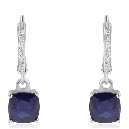 Cercei din Argint 925 ( 1.81 grame ) cu Safir Albastru Australian și Topaz Alb 5.7 Carate