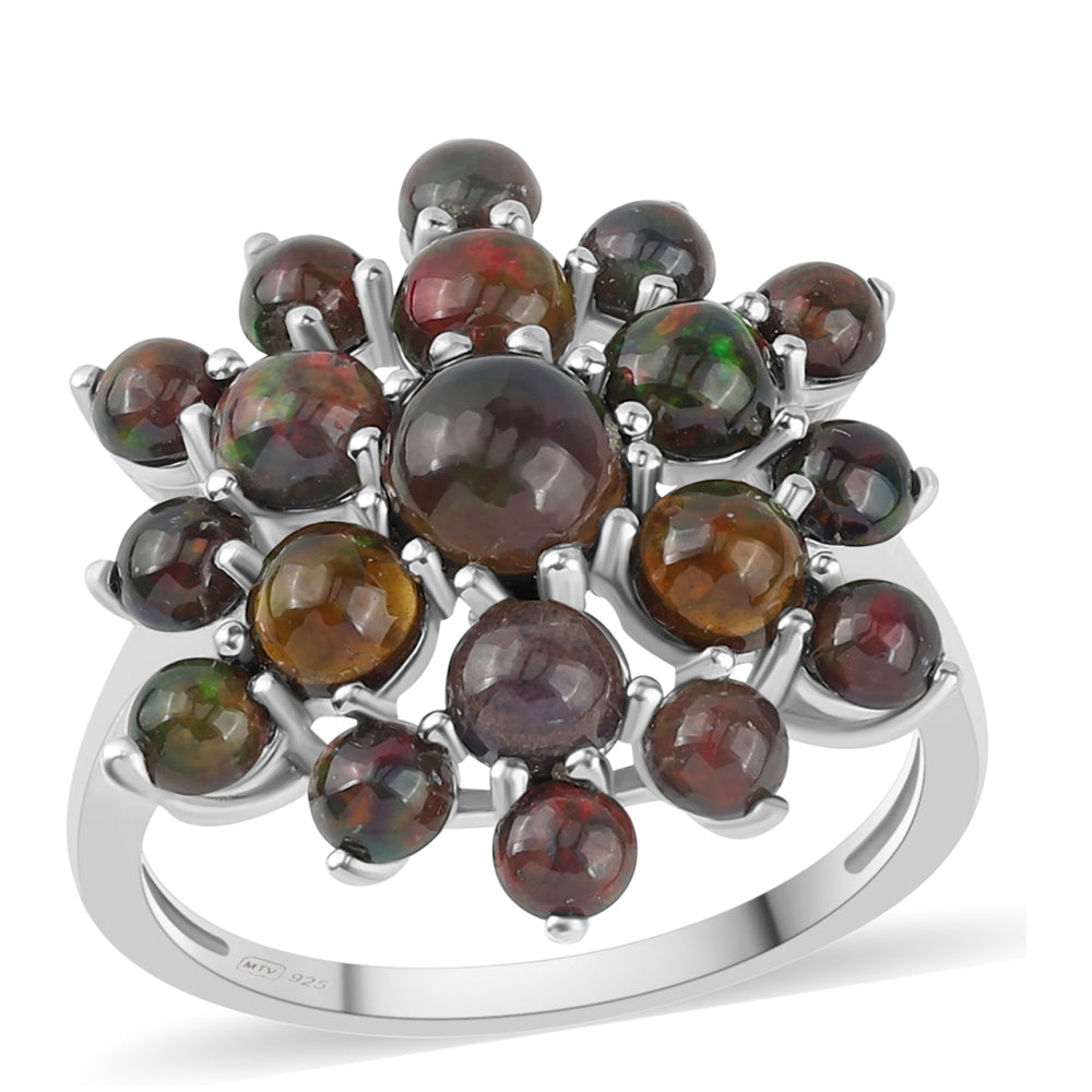Inel din Argint 925 ( 3.27 grame ) cu Opal Etiopian Negru Lega Dembi 3.38 Carate
