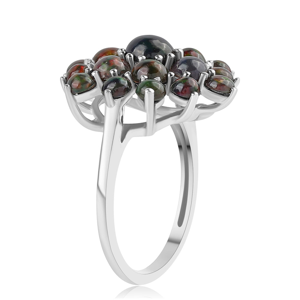 Inel din Argint 925 ( 3.27 grame ) cu Opal Etiopian Negru Lega Dembi 3.38 Carate