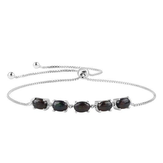 Brățară din Argint 925 ( 3.1 grame ) cu Opal Etiopian Negru Lega Dembi 1.7 Carate