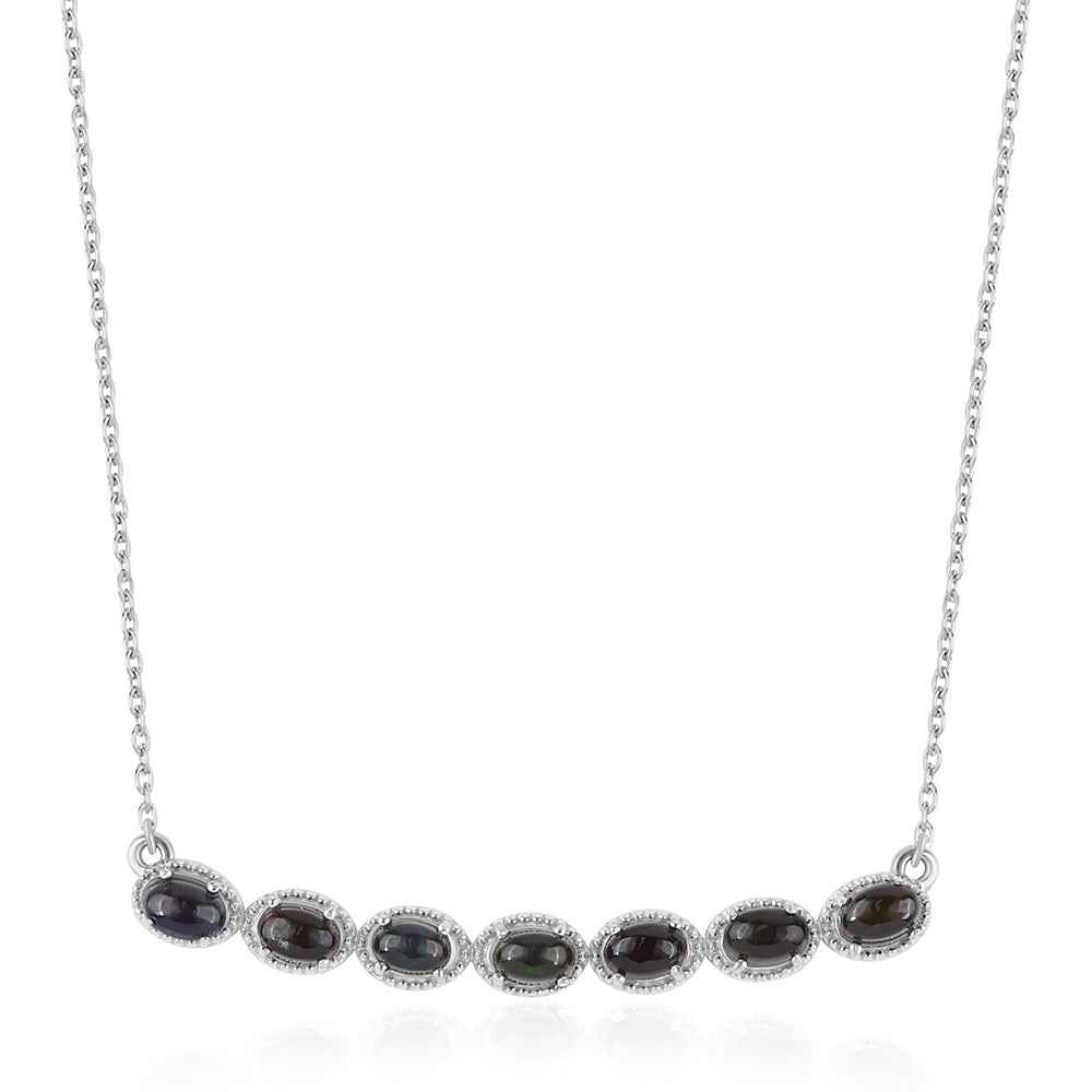 Colier din Argint 925 ( 5.68 grame ) cu Opal Etiopian Negru Lega Dembi 2.38 Carate 1 