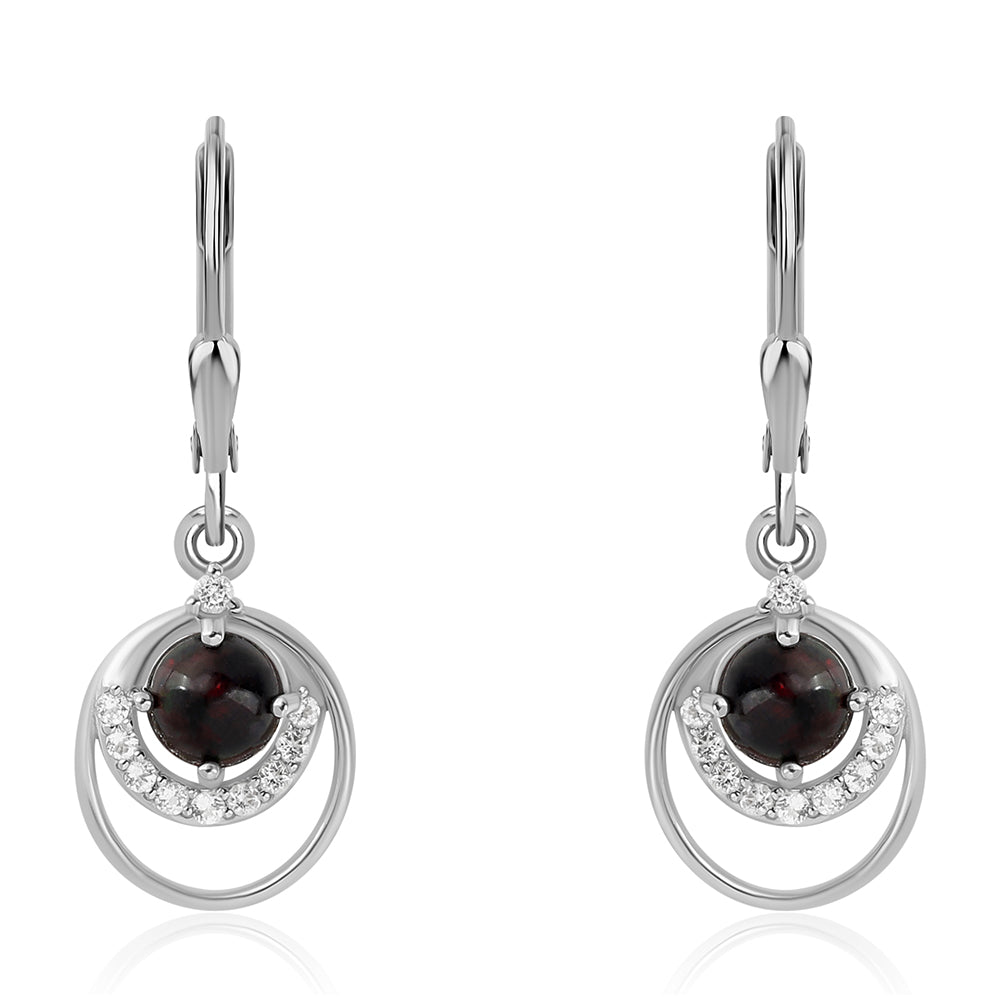 Cercei din Argint 925 ( 3.09 grame ) cu Opal Etiopian Negru Lega Dembi și Topaz Alb 1.64 Carate