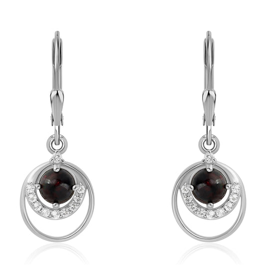 Cercei din Argint 925 ( 3.09 grame ) cu Opal Etiopian Negru Lega Dembi și Topaz Alb 1.64 Carate