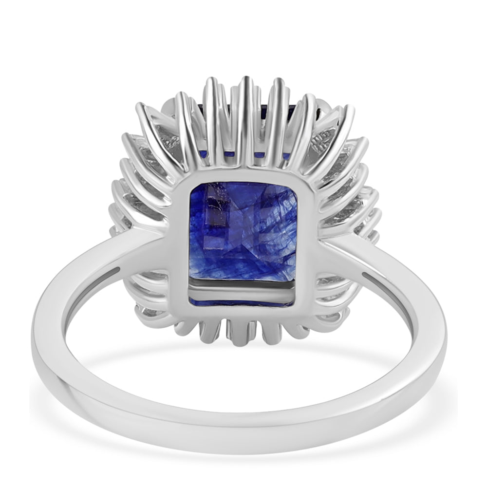 Inel din Argint 925 ( 2.39 grame ) cu Safir Albastru Australian și Topaz Alb 8.66 Carate