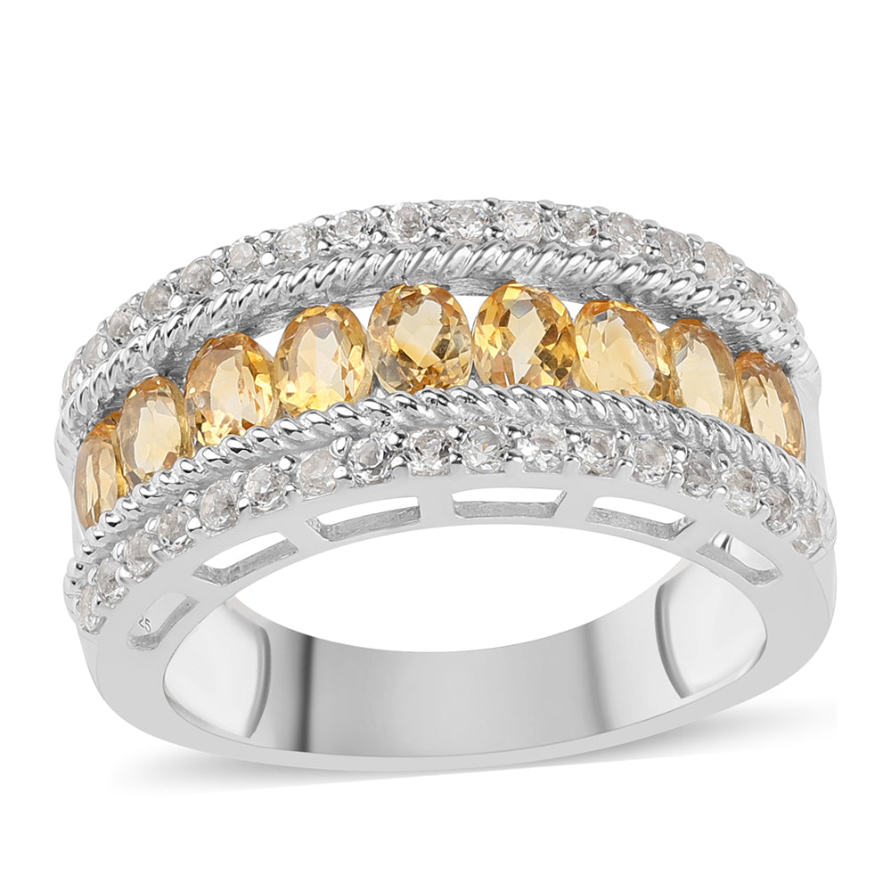 Inel din Argint 925 ( 5.86 grame ) cu Citrin și Topaz Alb 3.06 Carate 1 