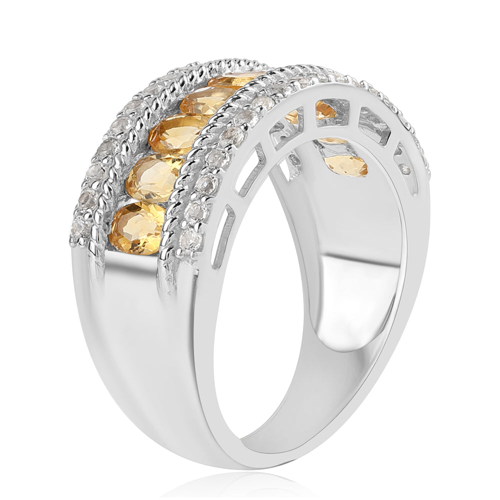 Inel din Argint 925 ( 5.86 grame ) cu Citrin și Topaz Alb 3.06 Carate 2 