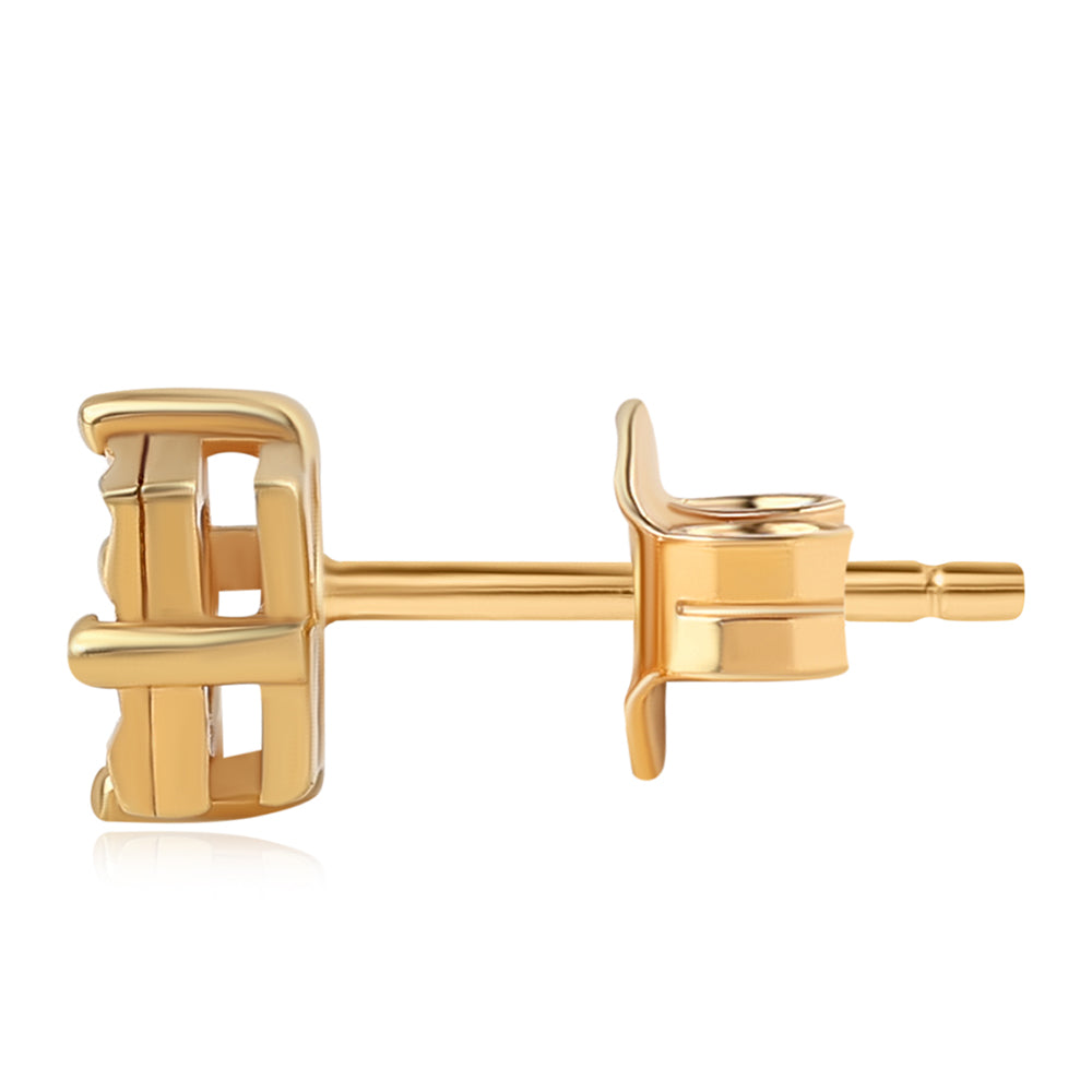 Cercei din Argint 925 Placat cu Aur ( 1.22 grame ) cu Diamant Verde 0.01 Carate