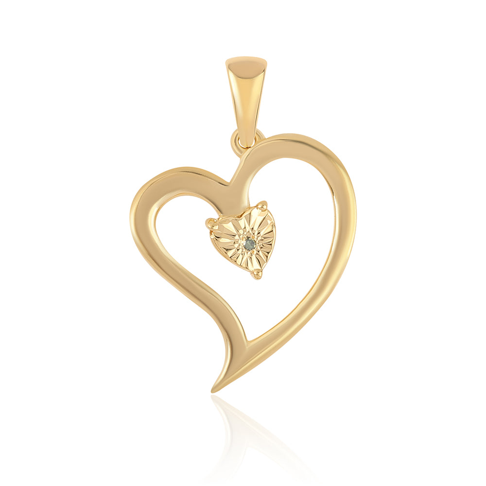 Pandantiv din Argint 925 Placat cu Aur ( 1.9 grame ) cu Diamant Verde 0.01 Carate 1 