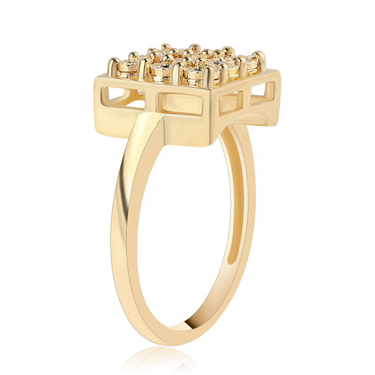 Inel din Argint 925 Placat cu Aur ( 3.58 grame ) cu Diamant Verde 0.05 Carate