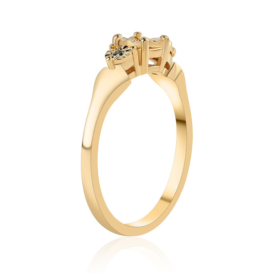 Inel din Argint 925 Placat cu Aur ( 2.14 grame ) cu Diamant Verde 0.02 Carate