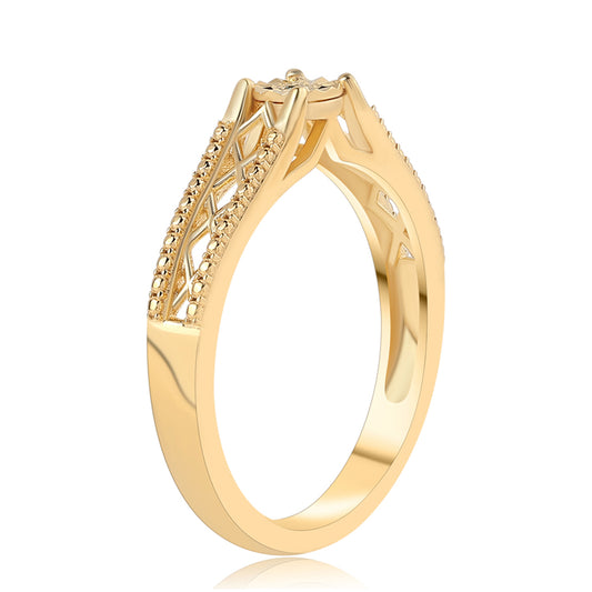 Inel din Argint 925 Placat cu Aur ( 3.36 grame ) cu Diamant Verde 0.01 Carate