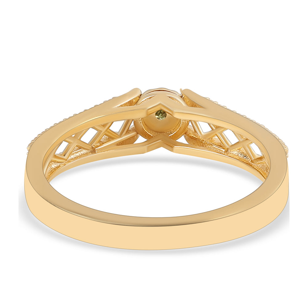 Inel din Argint 925 Placat cu Aur ( 3.36 grame ) cu Diamant Verde 0.01 Carate 3 
