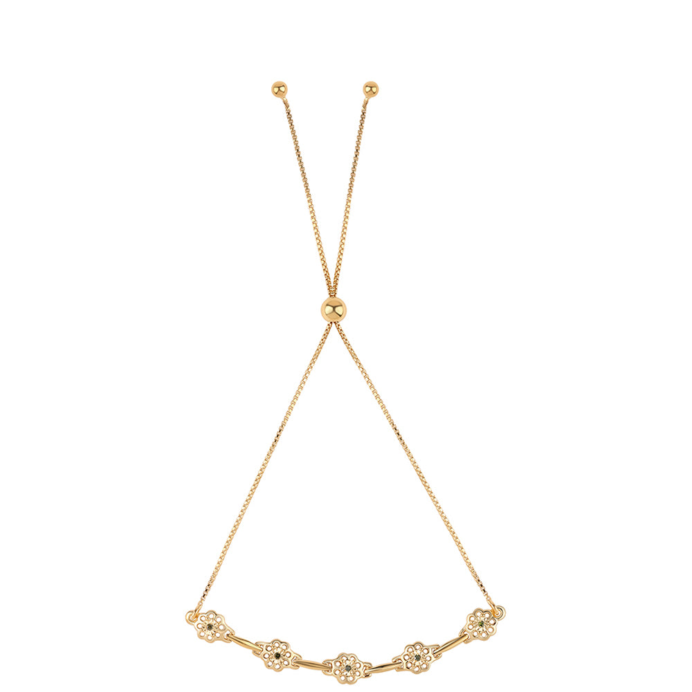 Brățară din Argint 925 Placat cu Aur ( 4.13 grame ) cu Diamant Verde 0.04 Carate 3 