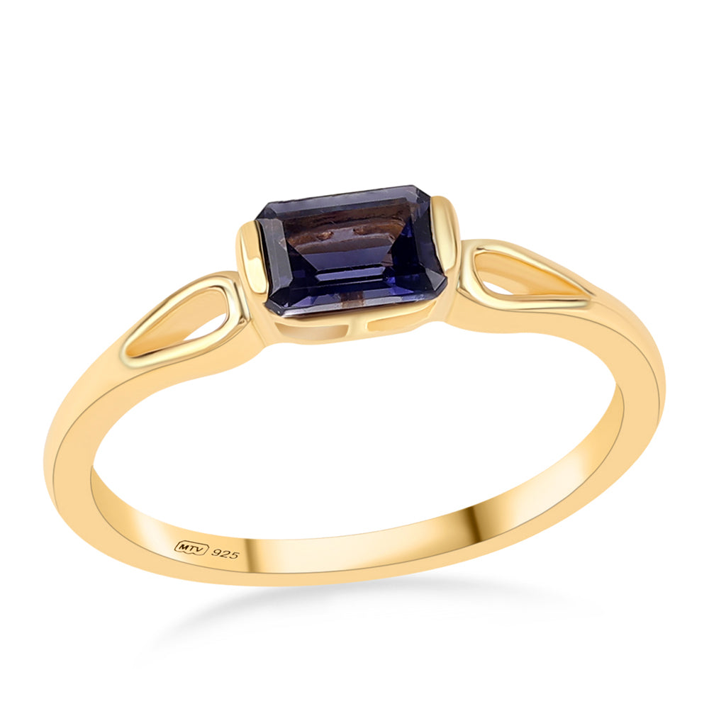 Inel din Argint 925 Placat cu Aur ( 1.62 grame ) cu Iolit 0.53 Carate