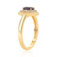Inel din Argint 925 Placat cu Aur ( 2.72 grame ) cu Iolit și Topaz Alb 0.7 Carate
