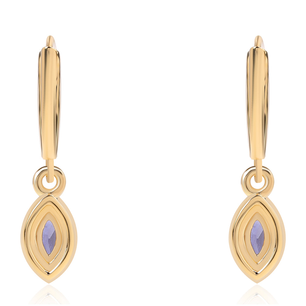 Cercei din Argint 925 Placat cu Aur ( 2.51 grame ) cu Iolit și Topaz Alb 0.52 Carate 2 
