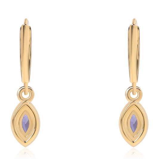 Cercei din Argint 925 Placat cu Aur ( 2.51 grame ) cu Iolit și Topaz Alb 0.52 Carate