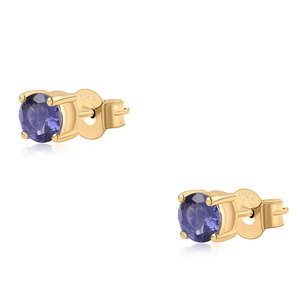 Cercei din Argint 925 Placat cu Aur ( 0.95 grame ) cu Iolit 0.88 Carate 1 