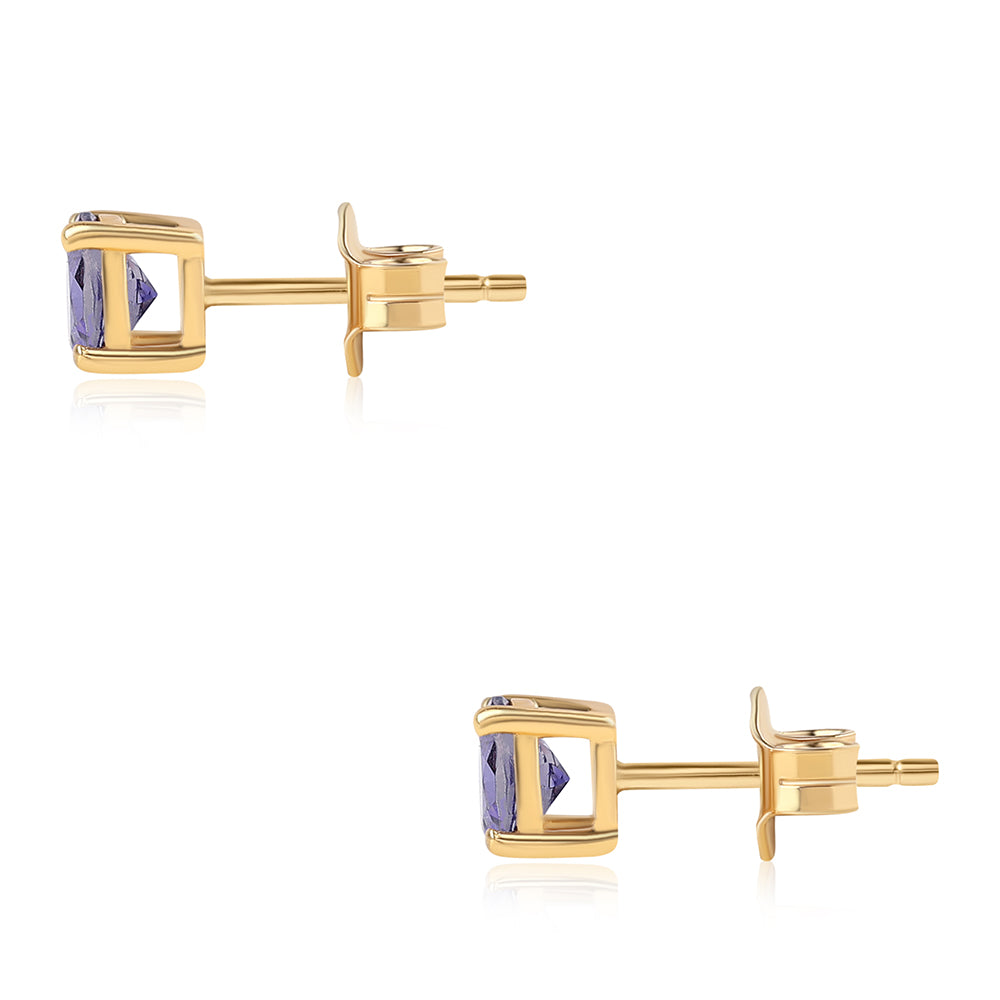 Cercei din Argint 925 Placat cu Aur ( 0.95 grame ) cu Iolit 0.88 Carate 3 