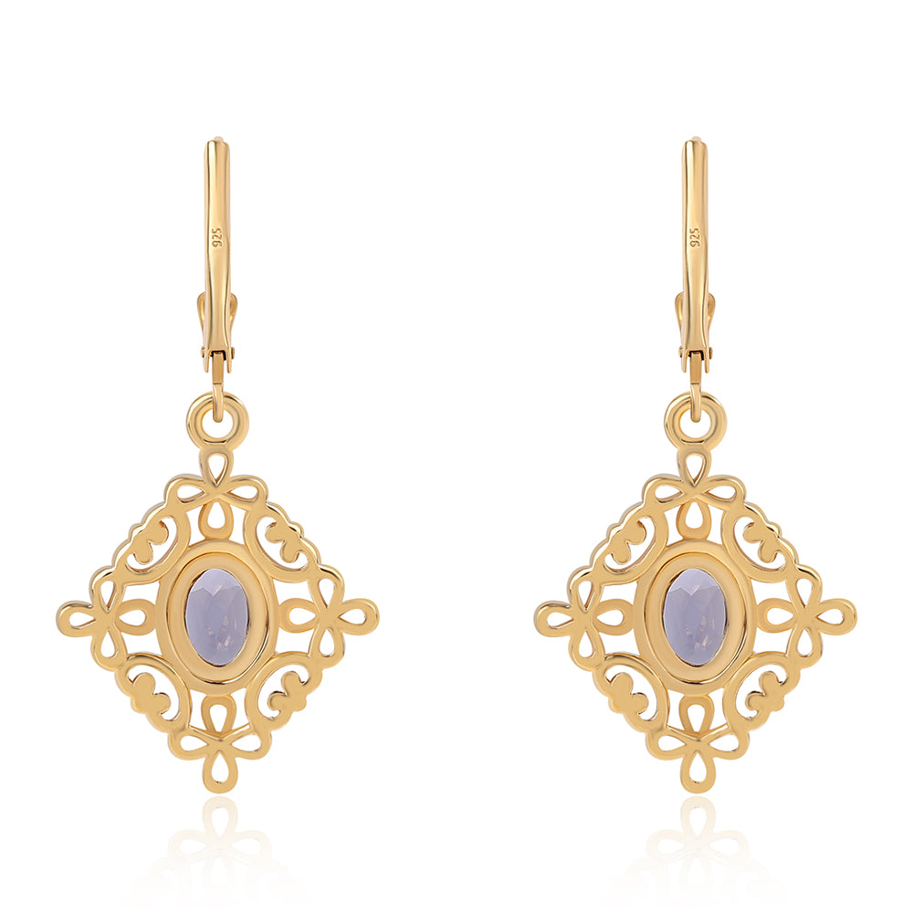Cercei din Argint 925 Placat cu Aur ( 5.38 grame ) cu Iolit 1.3 Carate 2 