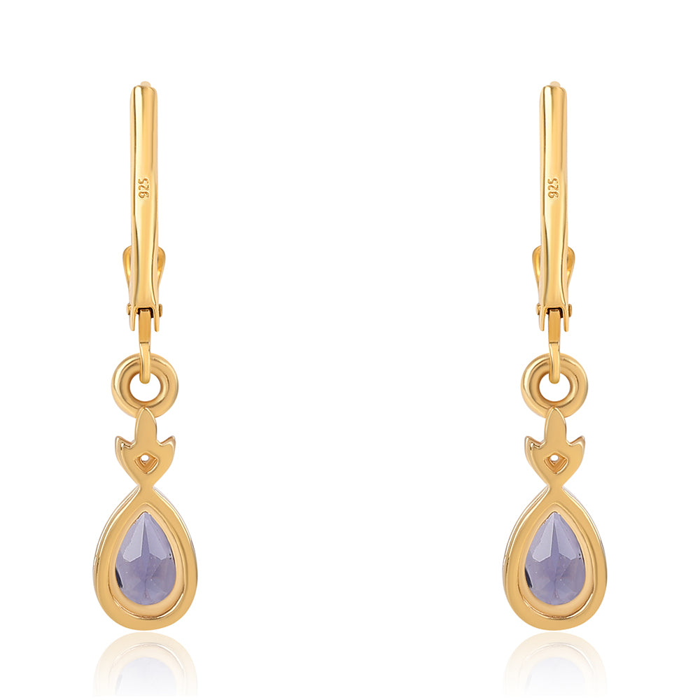 Cercei din Argint 925 Placat cu Aur ( 1.83 grame ) cu Iolit 0.68 Carate