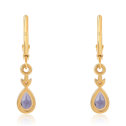 Cercei din Argint 925 Placat cu Aur ( 1.83 grame ) cu Iolit 0.68 Carate