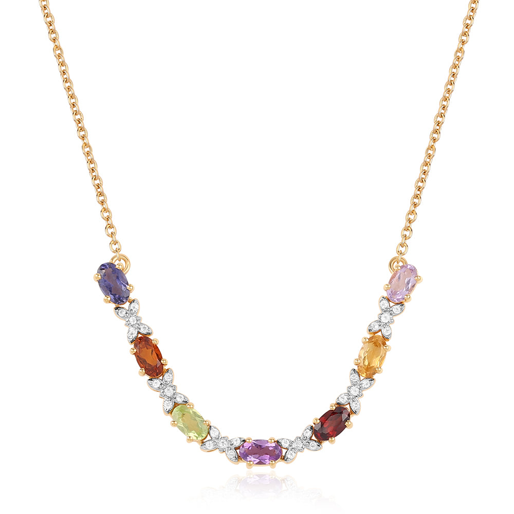 Colier din Argint 925 Placat cu Aur ( 4.02 grame ) cu Ametist Rose de France și Citrin 1.79 Carate