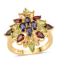 Inel din Argint 925 Placat cu Aur ( 4.91 grame ) cu Granat Roșu și Peridot 4.66 Carate