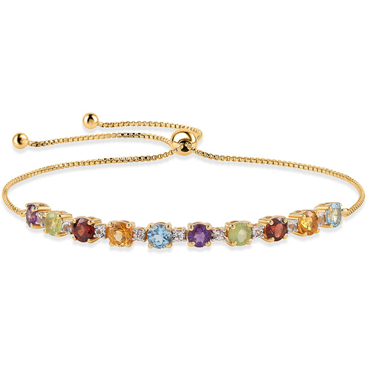 Brățară din Argint 925 Placat cu Aur ( 4.13 grame ) cu Granat Roșu și Peridot 3.26 Carate