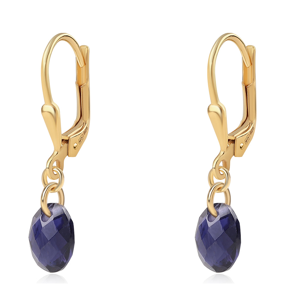 Cercei din Argint 925 Placat cu Aur ( 0.83 grame ) cu Iolit 2.8 Carate 1 