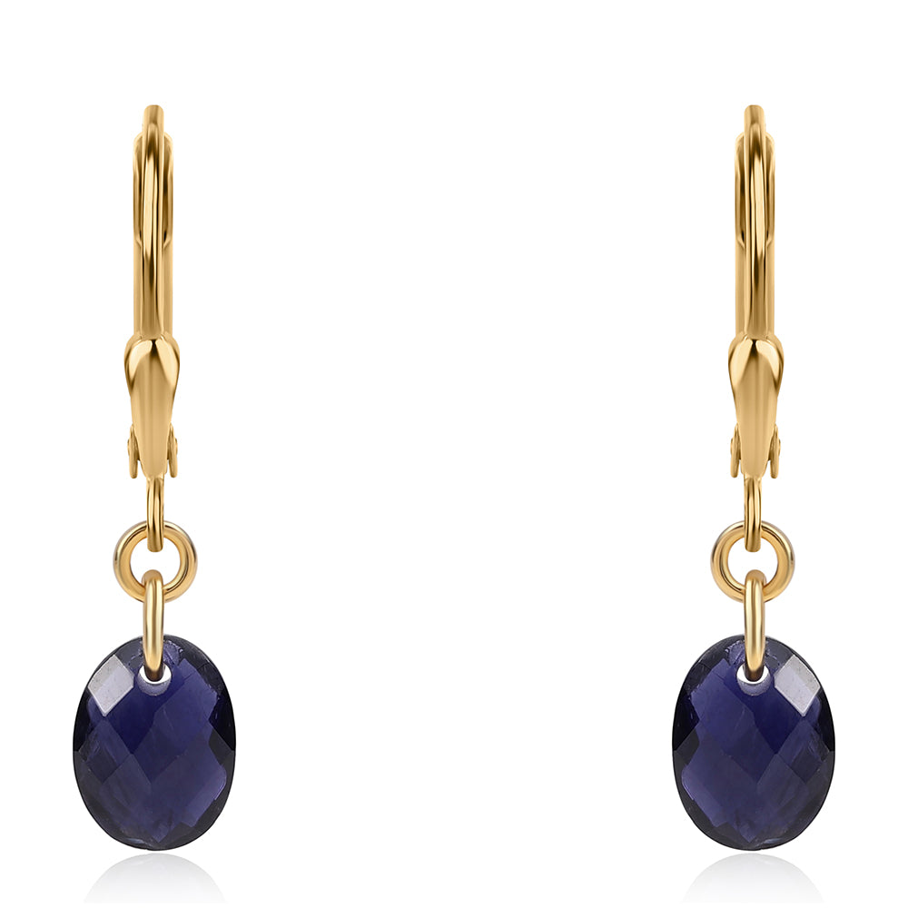 Cercei din Argint 925 Placat cu Aur ( 0.83 grame ) cu Iolit 2.8 Carate