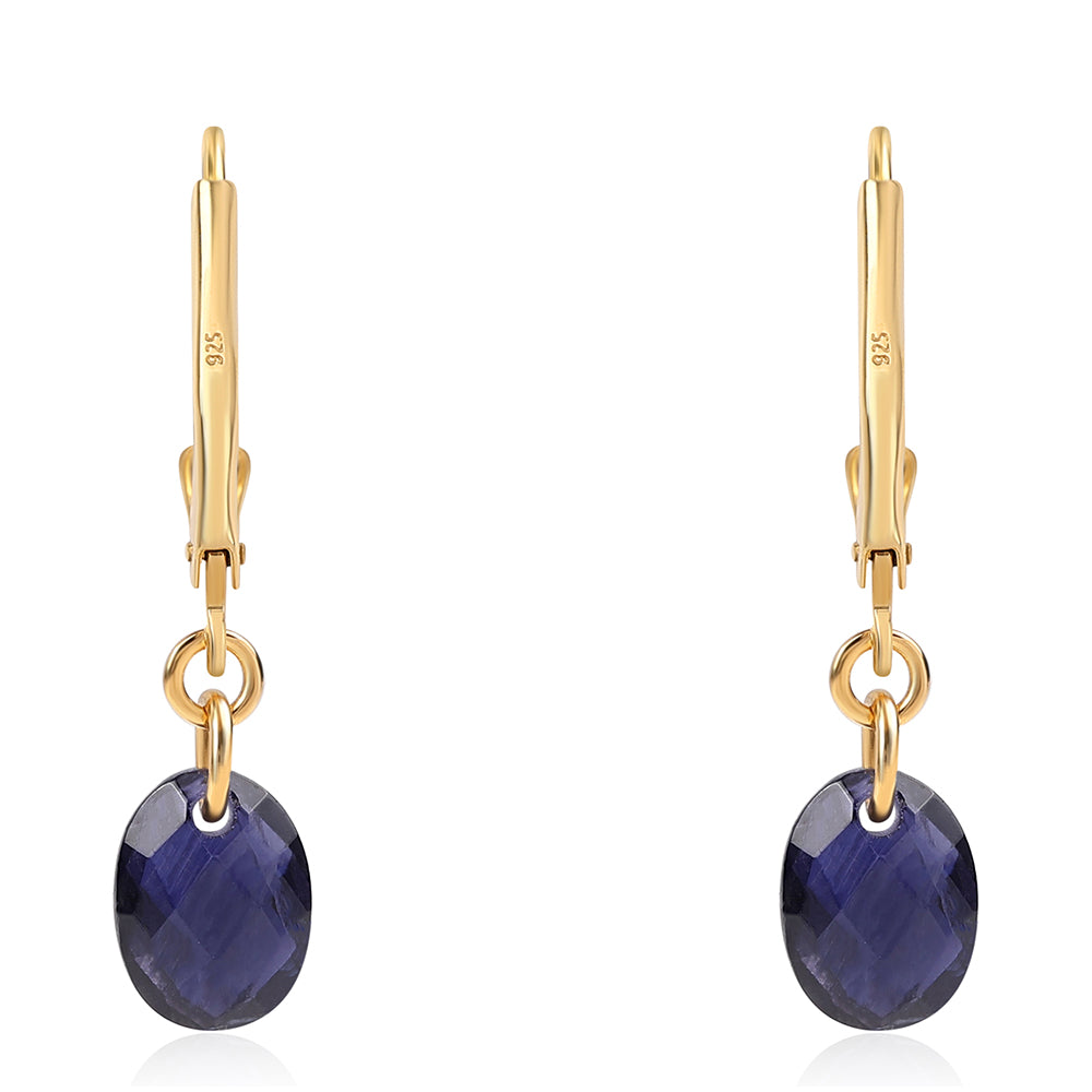 Cercei din Argint 925 Placat cu Aur ( 0.83 grame ) cu Iolit 2.8 Carate 3 