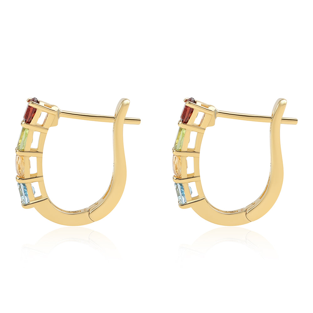 Cercei din Argint 925 Placat cu Aur ( 3.12 grame ) cu Granat Roșu și Citrin 1.74 Carate 2 