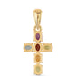 Cruce Pandantiv din Argint 925 Placat cu Aur ( 1.27 grame ) cu Ametist African și Peridot 1.16 Carate