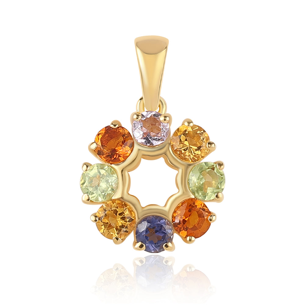 Pandantiv din Argint 925 Placat cu Aur ( 1.17 grame ) cu Ametist Rose de France și Peridot 0.92 Carate 1 