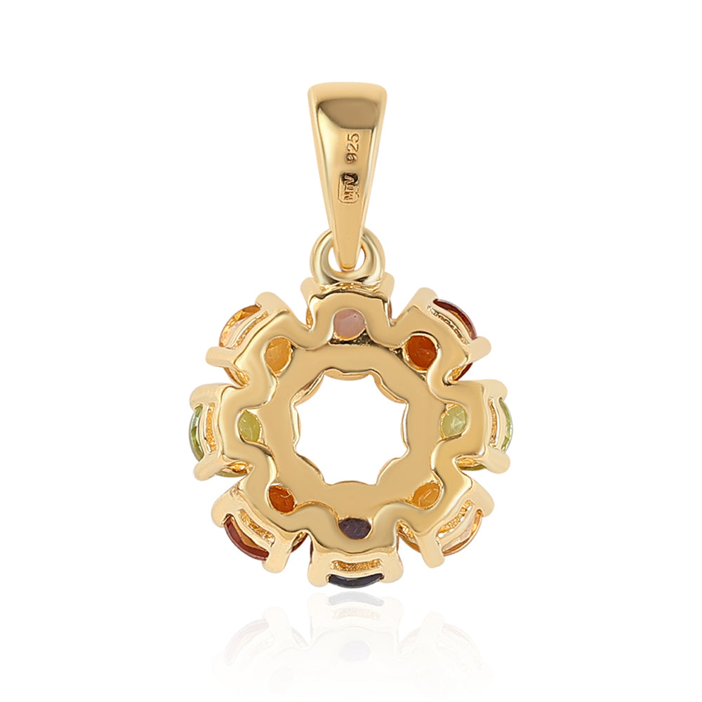 Pandantiv din Argint 925 Placat cu Aur ( 1.17 grame ) cu Ametist Rose de France și Peridot 0.92 Carate