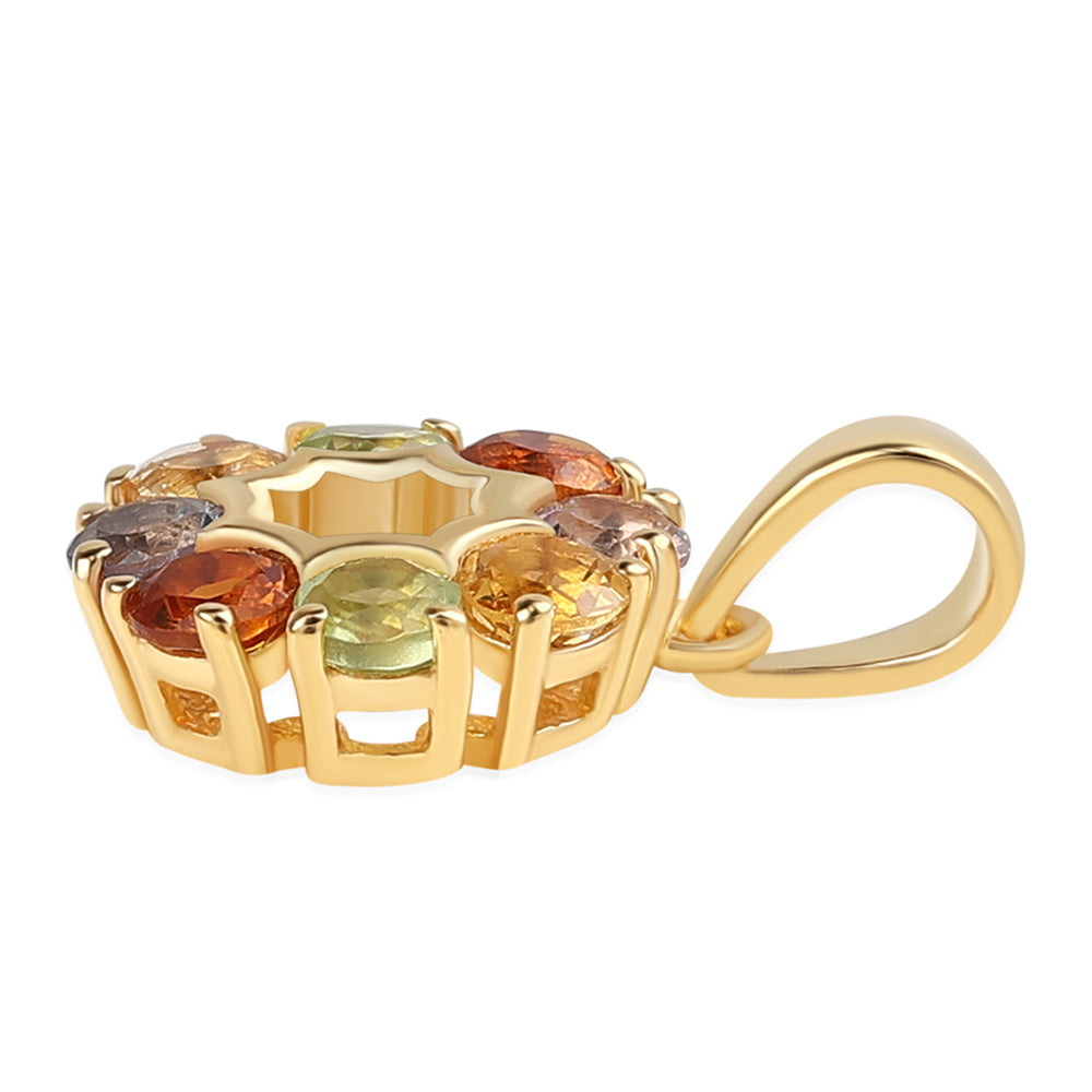 Pandantiv din Argint 925 Placat cu Aur ( 1.17 grame ) cu Ametist Rose de France și Peridot 0.92 Carate