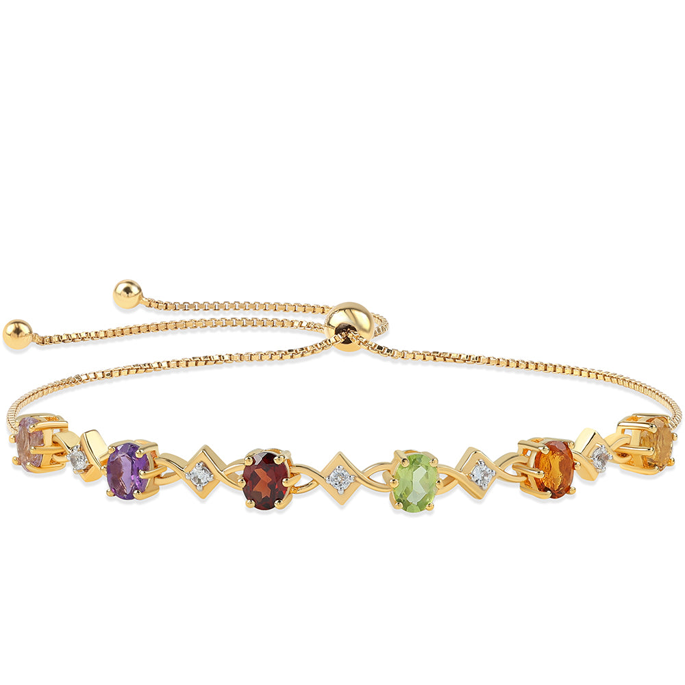 Brățară din Argint 925 Placat cu Aur ( 4.18 grame ) cu Ametist Rose de France și Citrin 2.26 Carate