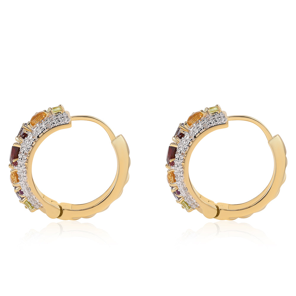 Cercei din Argint 925 Placat cu Aur ( 9.98 grame ) cu Granat Rodolit și Peridot 3.21 Carate 2 