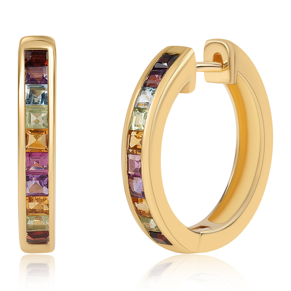 Cercei din Argint 925 Placat cu Aur ( 4.56 grame ) cu Ametist African și Peridot 1.52 Carate 1 