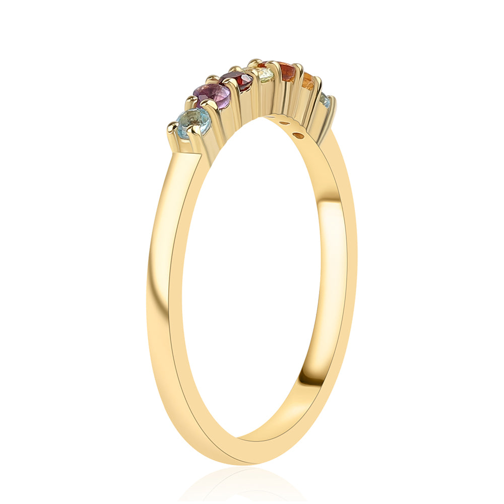 Inel din Argint 925 Placat cu Aur ( 1.81 grame ) cu Ametist African și Citrin 0.29 Carate