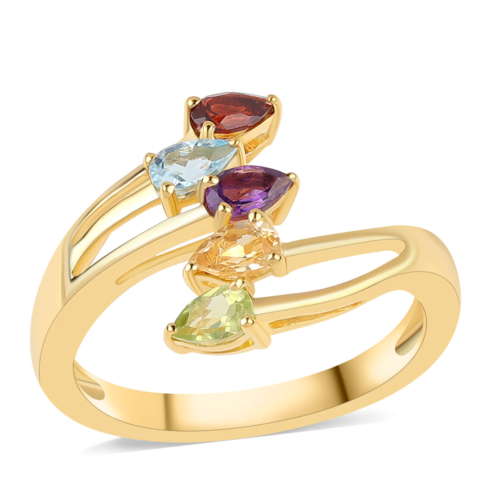 Inel din Argint 925 Placat cu Aur ( 3.47 grame ) cu Ametist African și Citrin 1.15 Carate 1 