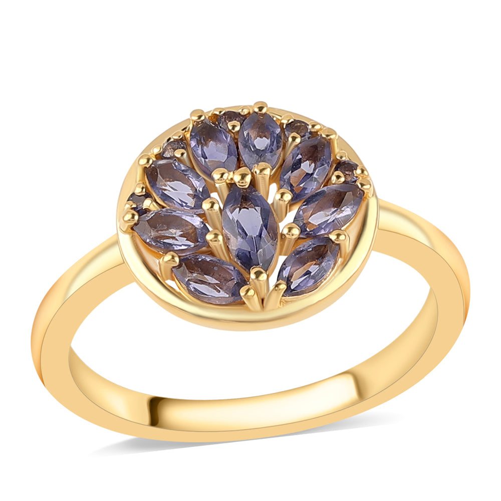 Inel din Argint 925 Placat cu Aur ( 2.79 grame ) cu Iolit 0.79 Carate 1 