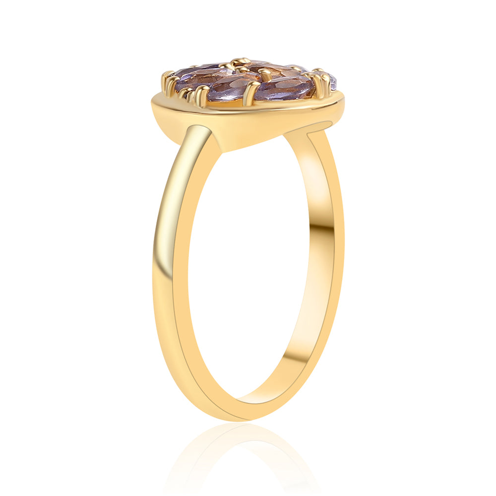 Inel din Argint 925 Placat cu Aur ( 2.79 grame ) cu Iolit 0.79 Carate 3 