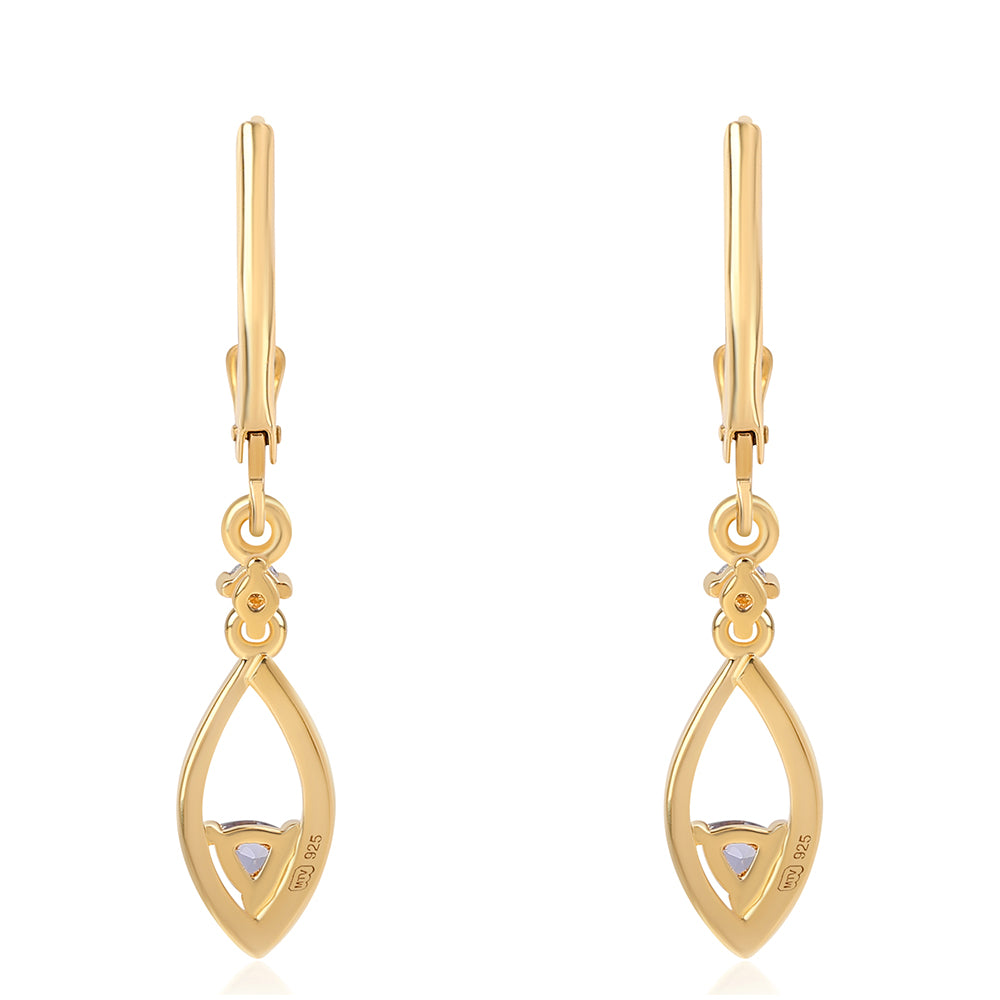 Cercei din Argint 925 Placat cu Aur ( 1.92 grame ) cu Iolit și Topaz Alb 0.37 Carate 2 