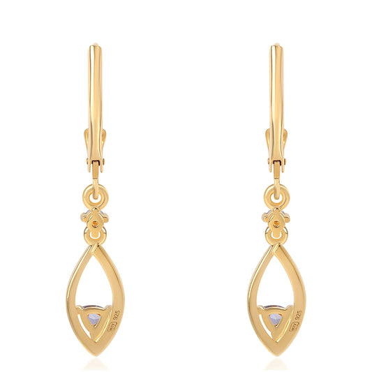 Cercei din Argint 925 Placat cu Aur ( 1.92 grame ) cu Iolit și Topaz Alb 0.37 Carate