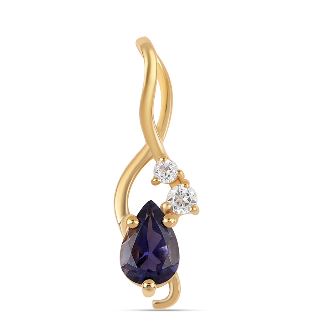 Pandantiv din Argint 925 Placat cu Aur ( 0.85 grame ) cu Iolit și Topaz Alb 0.81 Carate